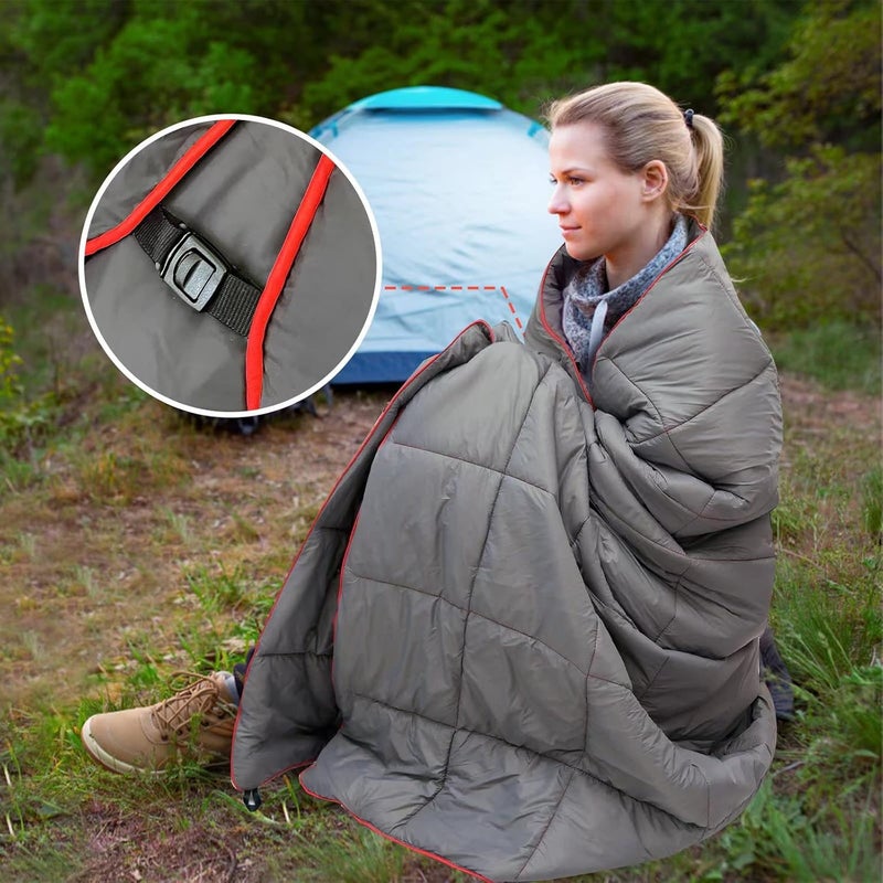 GLORSIGN Outdoor Puffy Camping Blanket, Lightweight Down Alternative Puffy Printed Camping Large Ultra Warm Hammock Top Quilt Waterproof Blanket for Traveling Picnic Beach Party Cold Weather (Gray) - Image 3
